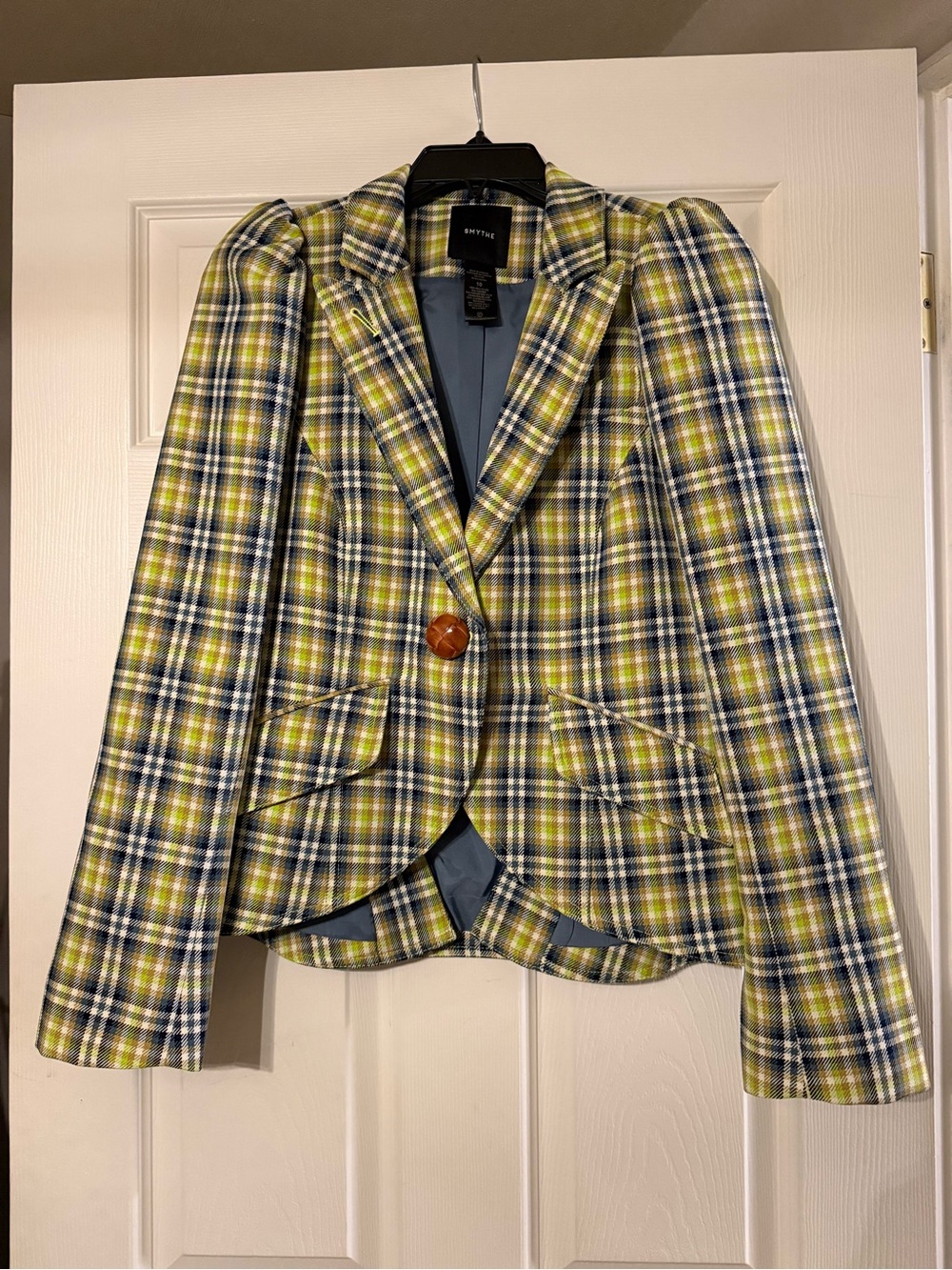 Smythe Plaid Blazer Jacket in Green and Blue